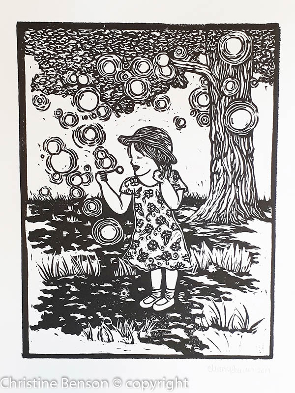 "Everything Is Wonderful" children's book linocut illustration 07